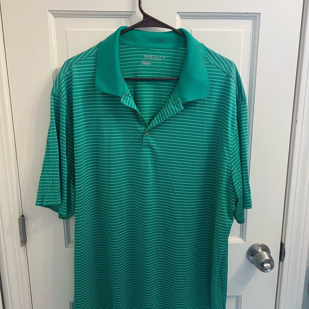 Nike Teal Striped Polo Shirt